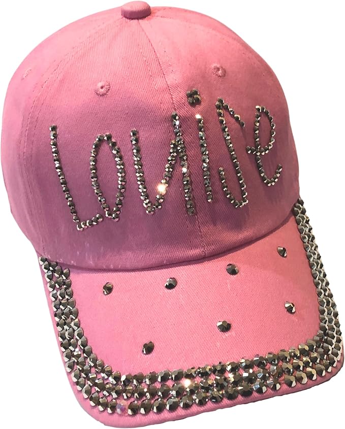Popfizzy Bedazzled Hat for Women, Rhinestone Denim Hat, Fun Adult Bling Hats, Birthday Gifts for Women, Adjustable, One Size