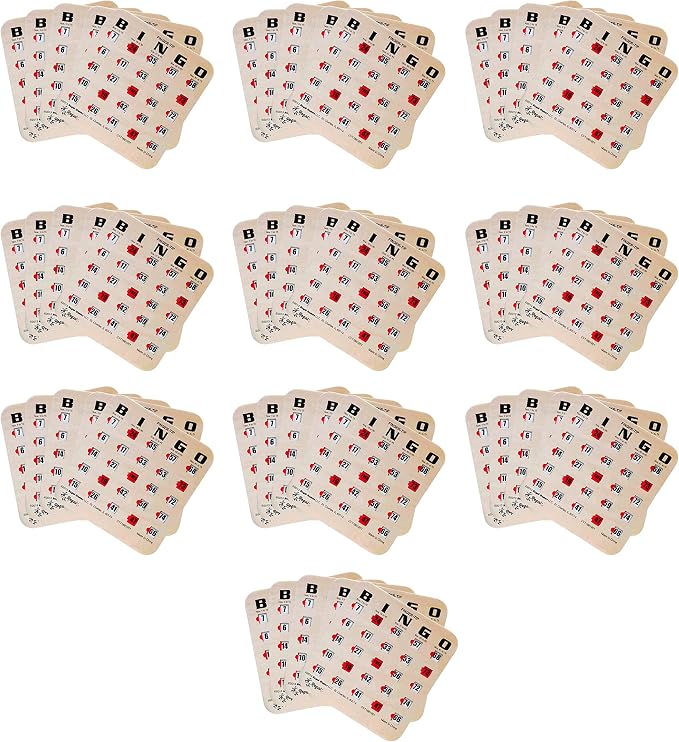 Regal Bingo Bulk Bingo Cards with Sliding Windows - Reusable Large Print Bingo Game Cards for Adults Large Group - 50 Pack, Woodgrain