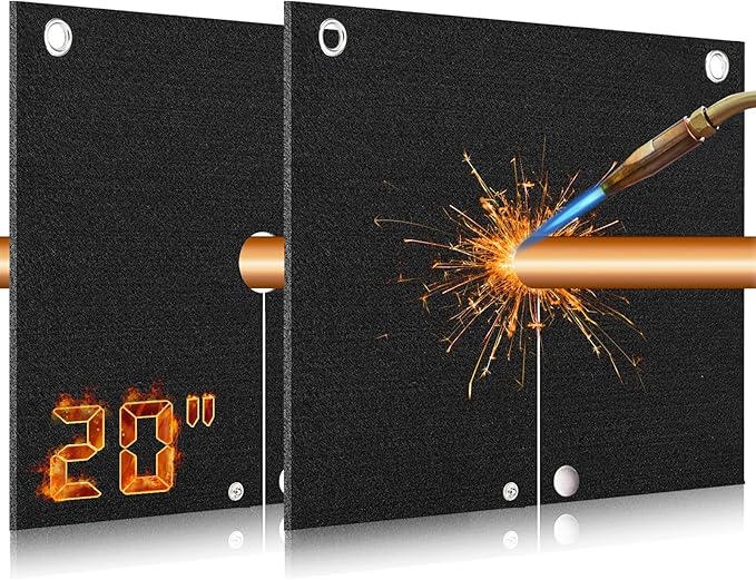 kaidun 20'' x 20'' Welding Blanket Fireproof, Soldering Blanket, 2 Pack | Easy to Hang, Welding Blanket, Welding Pad, HVAC Tools, Torch Flame Protector, Heat Shield Mat, for Pipe Plumbing Brazing