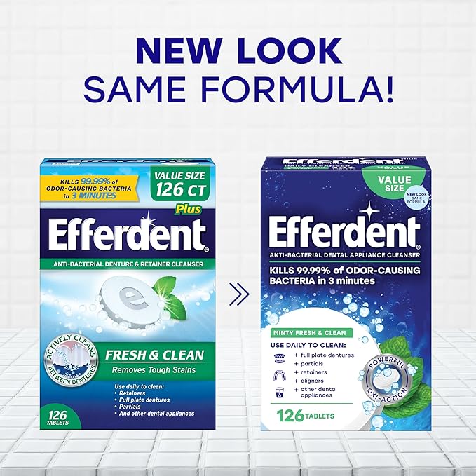 Efferdent Retainer Cleaning Tablets, Denture Cleaning Tablets for Dental Appliances & Retainer Cleaning Tablets, Denture Cleanser Tablets for Dental Appliances, Complete