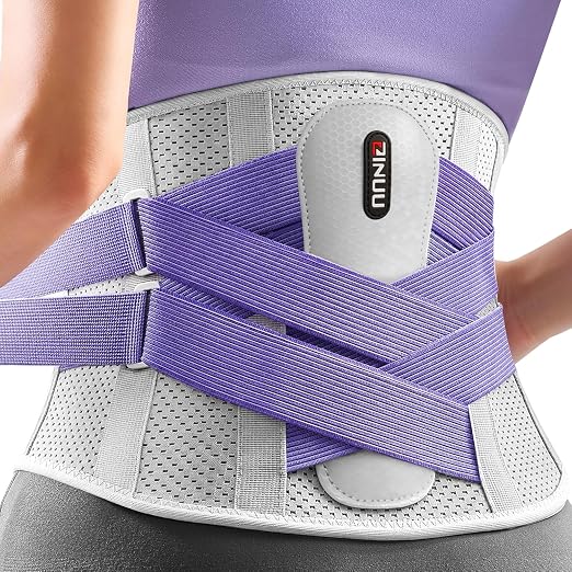 Dual X-Back Brace for Lower Back Pain Relief with Bionic Support System, 8X Powerful Lumbar Support Belt for Men Women, Back Support Belt with 3D Pad, Breathable Back Support Brace with Adjustable Strap for Sciatica,Gray Purple,X-Large(Waist:42.9-49.2 ...