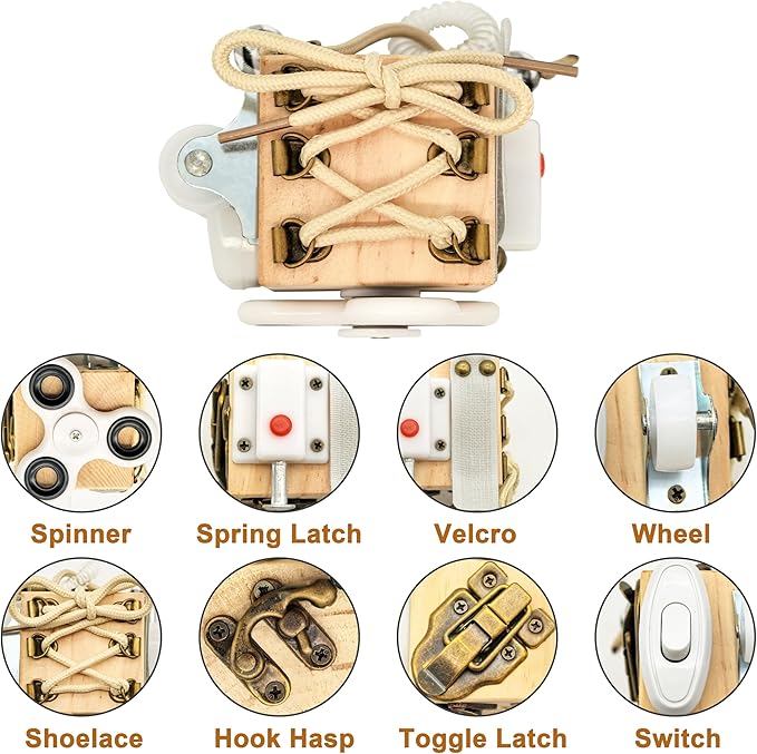Busy Boxes for Dementia Patients, Fidget Boards for Adults with Dementia, Busy Cube Sensory Toys for Elderly, Alzheimers Activities & Therapeutic Gifts Crafts Gadgets for Seniors with Stroke (Medium)