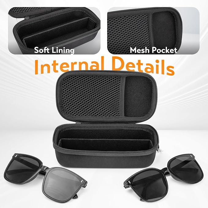 Double Eyeglasses Case, Hard Shell Dual Glasses Case Travel Sunglasses Organizer for Men Women