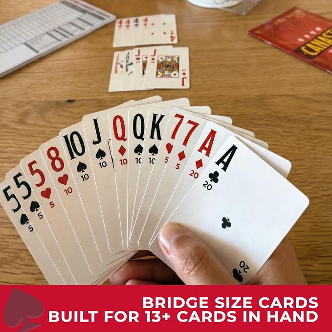 All7s Canasta Playing Cards 2-Pack - 2 Deck Set with Point Values - Jumbo Index Playing Cards for Adults and Seniors - Standard Edition | Jumbo Index, Point Values - Large Print for Seniors - Linen-Textured Finish