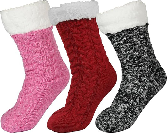 BenSorts Women Winter Thick Slipper Socks with Grippers Non Slip Warm Fuzzy Socks Christmas Gifts