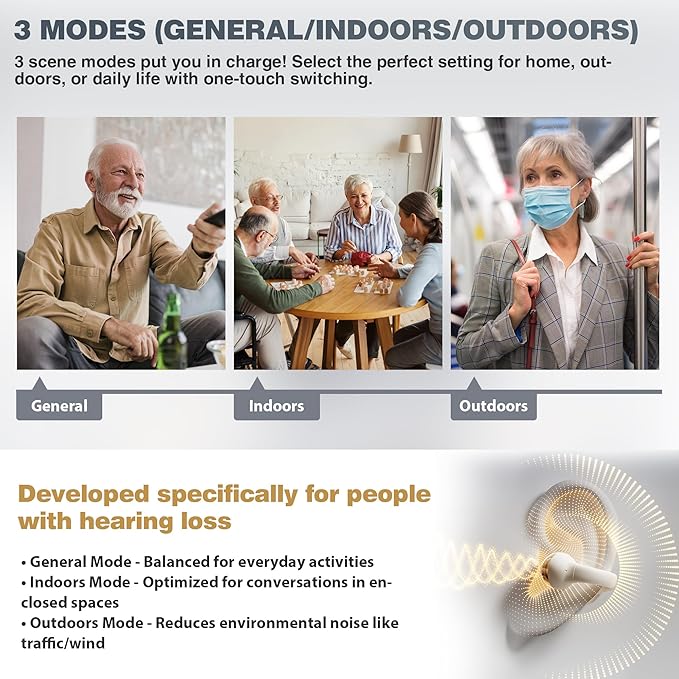 Hearing Aids for Seniors Rechargeable with Noise Cancelling, Hearing Aids Compatible with Oricle, Clear Sound &UV Cleaning, Super-Mini Invisible Design Comfort Fit in Ear Canal, White