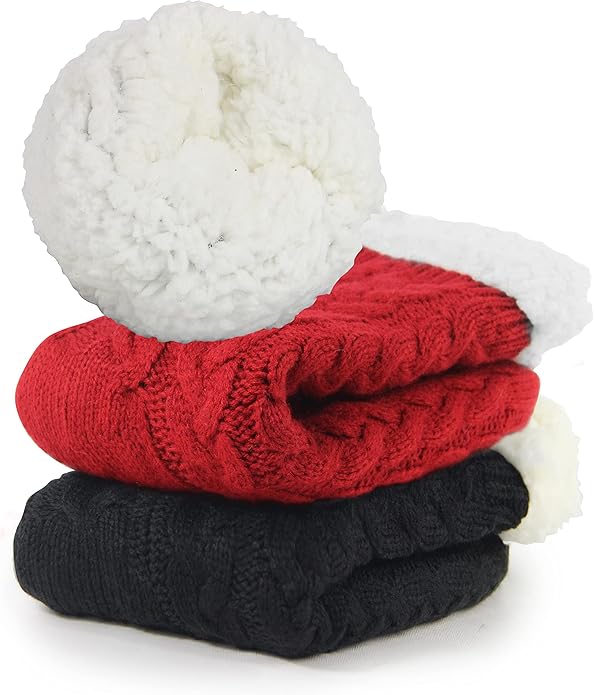 Slipper Socks for Women with Gripper - Winter Non Slip Thick Fuzzy Socks - Warm Cozy Christmas Gift
