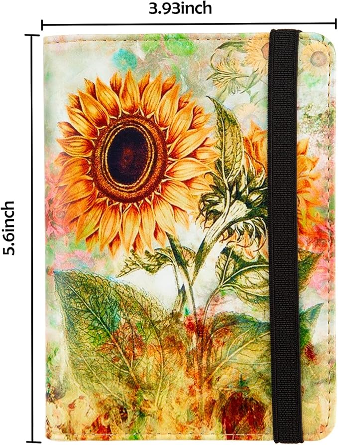 Pink Passport Holder,Cute Passport Cover,Travel Wallet with Credit Card Slots Rfid passport Wallet Waterproof Documents Organizer Women Men (Sunflower)
