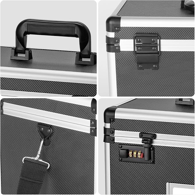 Medicine Box with Combination Lock - 15"x8.7"x9.4" First Aid Safe Medication Storage Case, Personal Items Safe Case for Hospital & Home & Outdoor 【Tactical Black,No Tray】