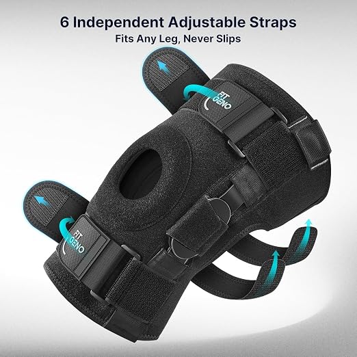 Fit Geno Hinged Knee Brace for Meniscus Tear: Adjustable Knee Support for Knee Pain w/Side Stabilizers & Hinges for Injury or Surgery Recovery - Men and Women