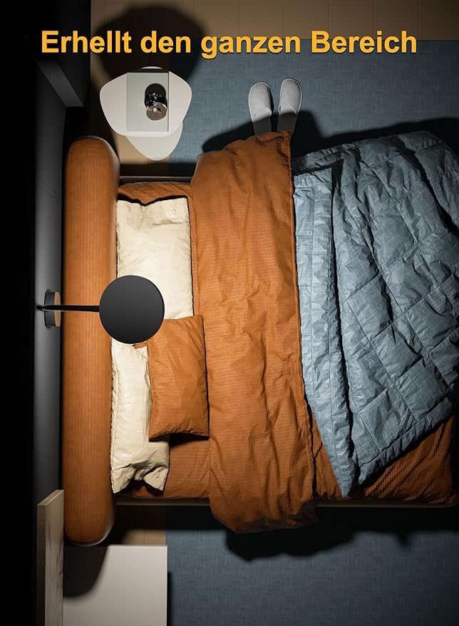 Wall Mounted Reading Light, Book Light for Wall Bed Lamp with 10W USB Output Fast, 4 Hour Auto Off，Eye Caring Reading Lamps with CRI 95 Infinite Dimmable 360° Gooseneck Headboard Light Black