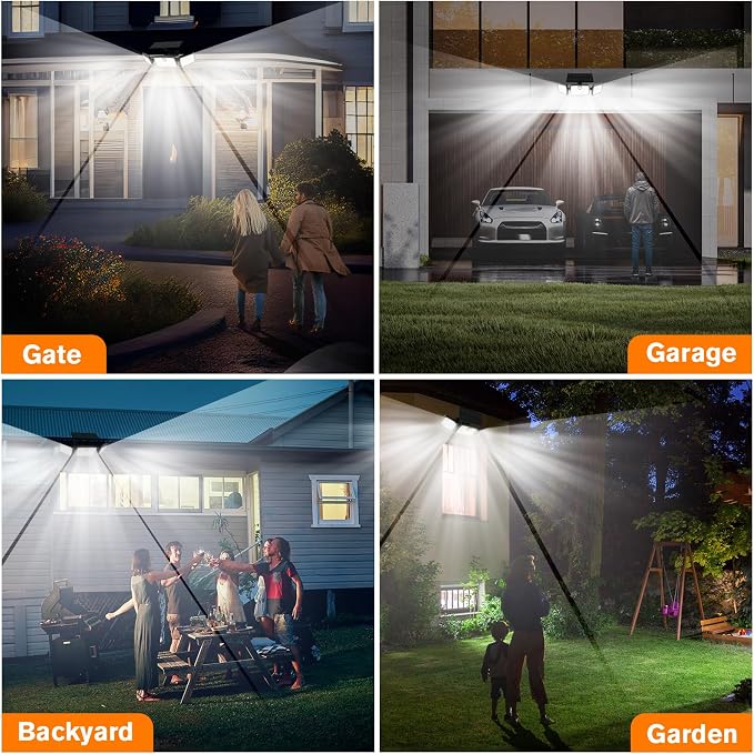 Solar Lights Outdoor, Quick Charge Solar Motion Deck Lights Outdoor for Deck with 158LEDs High Brightness, Larger Built-in Tempered Glass Panel, Sensitive PIR Motion Inductor (Remote,1 Pack)