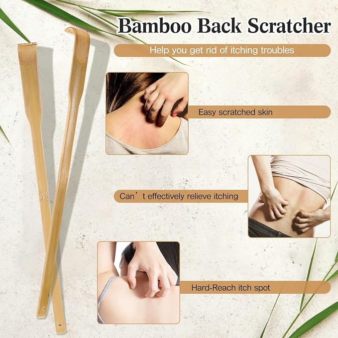 72 Pcs Bamboo Back Scratcher Bulk Long Handle for Itching Relief | Traditional Wooden Manual Back Massager for Elderly Men Women, Natural Bamboo with Hanging Hole, Gifts for Nursing Friends