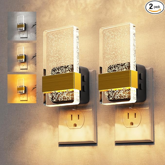 L LOHAS LED Night Light, 2 Pack 3CCT Night Lights Plug Into Wall, 2000K/3000K/5000K Adjustable Color Temperature Nightlight, Dusk to Dawn Sensor Dimmable Nightlights for Bathroom, Hallway, Gift