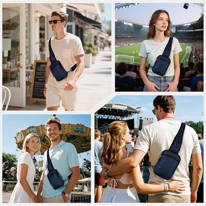 Sling Bag, Crossbody Bag with Zipper Lock, RFID Blocking & Water Resistant for Men and Women