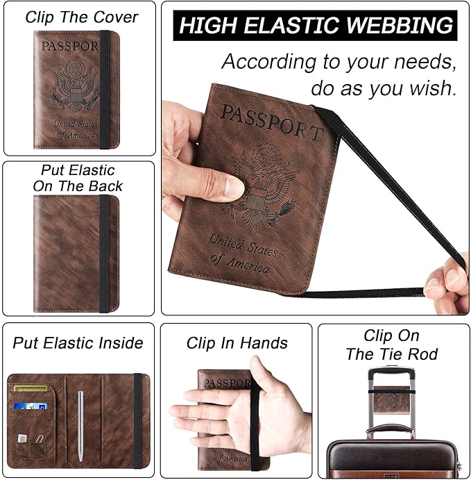 LOHASLIFE Passport Holder for Travel Essentials, Passport Cover Wallet | Leather Rfid Blocking Card Case, Travel Accessories, Vacation Luggage Must Haves, for Men Women