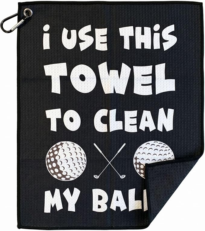 SHANKITGOLF Towel, Funny Microfiber with Bag Clip, Gift for Men & Dad | Waffle-weave towel scrubs dirt off clubs and balls, then clips to your bag. Novelty gifts for golfers.