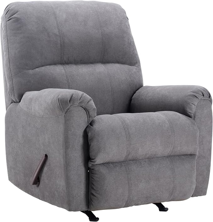 Rocker Recliner Chair for Adults Set of 2,Manual Recliner Chair with Overstuffed Backrest and Armrests, Soft Fabric Manual Rocking Reclining Sofa for Living Room,Grey