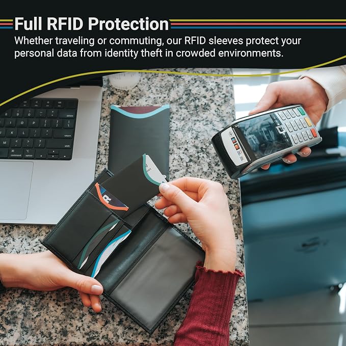 RFID Blocking Sleeves for Credit Cards & Passport (4 Short Side Card & 2 Passport Sleeves) RFID Card Holder and Protector Sleeve for Credit, Passport Identity Theft Protection Travel Wallet Slim