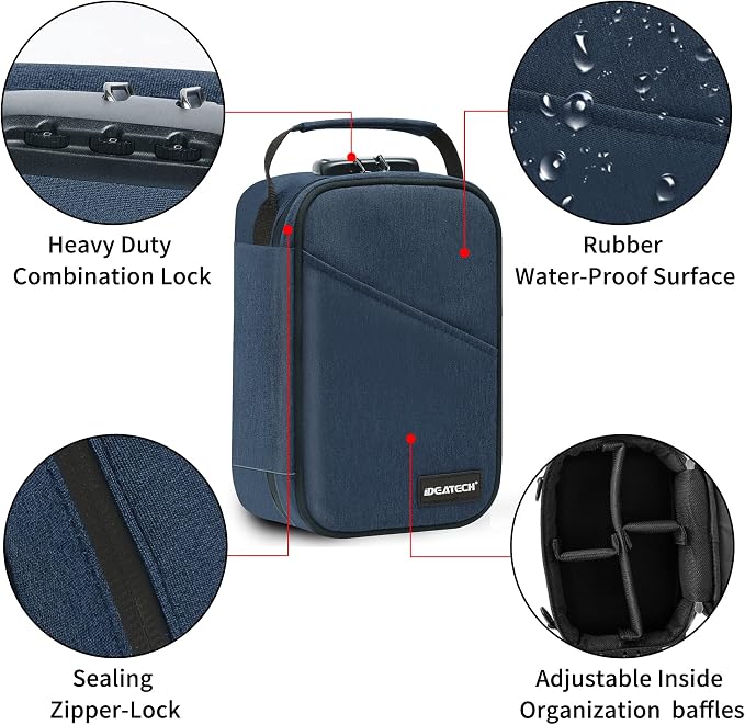 IDEATECH Smell Proof Bag, Stash Box Odor Proof, Smell Proof Containers with Lock, Odorless Travel Storage Bag, Home Organizer Case Lock Box with Accessories, Smell Proof Box Gift for Women/Men