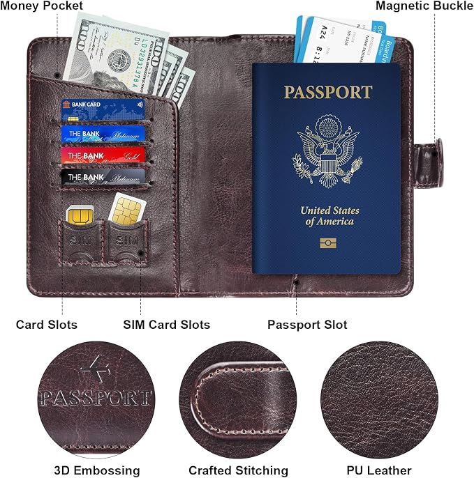 Passport Holder for Travel Essentials Wallet Cover Case Women Men Gift | Passport Holder for Travel Cruise Essentials, Passport Wallet Cover Case Women Men Travel Gifts