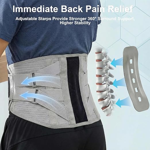 Back Brace for Lower Back Pain Relief - 4X Stronger Lumbar Support Belt with Heating Massage Pad, Adjustable Posture Corrector for Sitting Long Hours, Breathable & Thin Under Clothes for Men Women, 2XL (Waist 36 - 43")