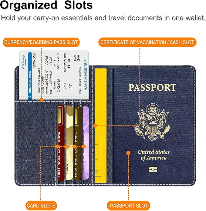 FINTIE Passport Holder, Slim Travel Wallet RFID Blocking Card Case Cover | Passport Cover Protector Essentials with Credit Card Slots, For Women/Men