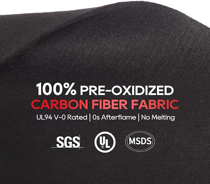 TOPDC Welding Blanket 40x40 Inch, High Temp Resistant Carbon Felt Pad, 5mm Thick Heat Shield Fabric Withstands 2200℉, UL94&MSDS Certified, Flexible&Cuttable for Welding Soldering Grill Firepit