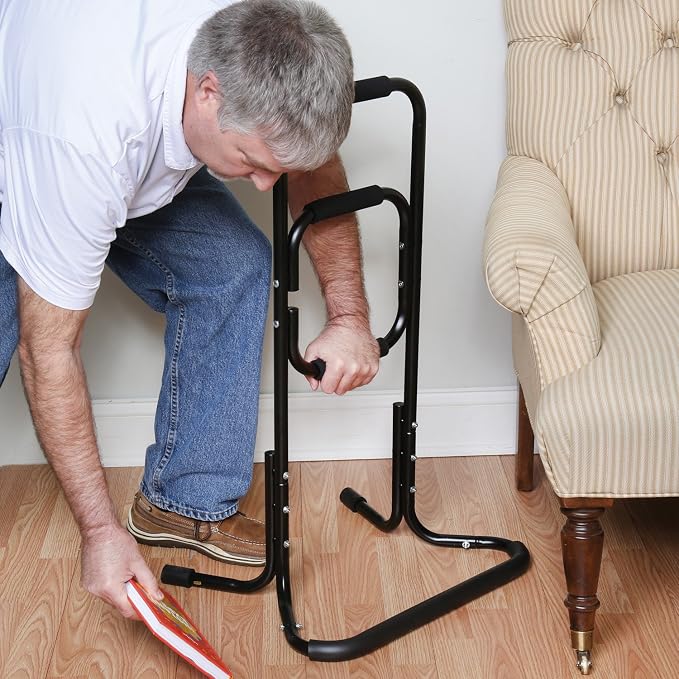 Bandwagon Chair Stand Assist - Portable Bar Helps You Rise from Seated Position - Lift Safety Elderly Assistance Products, Metal, Black