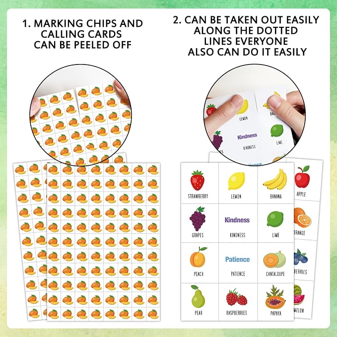 Fruit Bingo Game Cards 24 Players Birthday Bingo Game for Adults Family Vacation, Outdoor Indoor Activities Card Games Gifts for Fruit Food Party Summer Party/05