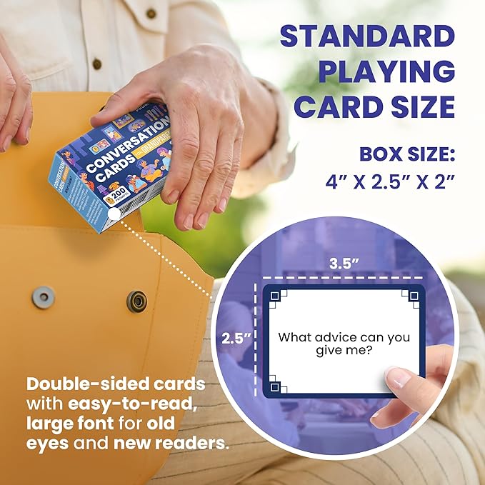 200 Conversation Starters for Grandparents – Thoughtful Gifts for Seniors – Family Games for Kids and Elders to Connect and Share – 3.5” x 2.5” Sized Cards – Get to Know Your Elderly