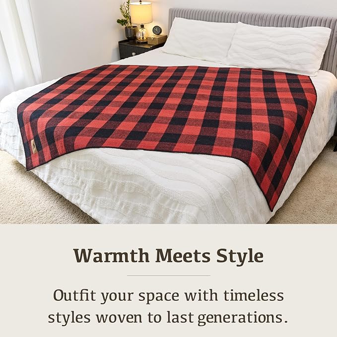 Chubbuck 100% Wool Blanket Camping (60" x 84") - Large Warm Blankets for Camping, Emergency, Outdoor Concerts and Home Use - Fire Retardant Blanket, Soft and Warm Blankets for Winter (Buffalo)