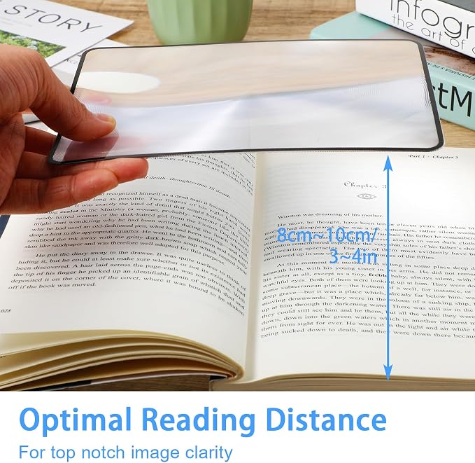 6 Pcs Page Magnifying Sheet 3X Clear Lightweight Magnifier Flat Plastic Optical Fresnel Lens Handy Card Size Magnifier Bookmark for Seniors Reading Small Prints People with Low Vision