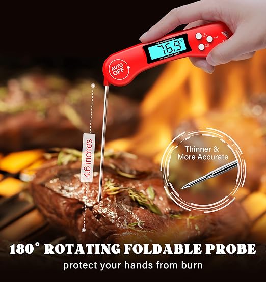 DOQAUS Digital Meat Thermometer, 2 Pack Instant Read Food Thermometer for Cooking, Kitchen Probe with Backlit & Reversible Display, Cooking Temperature for Turkey, Bread, Baking, Sourdough