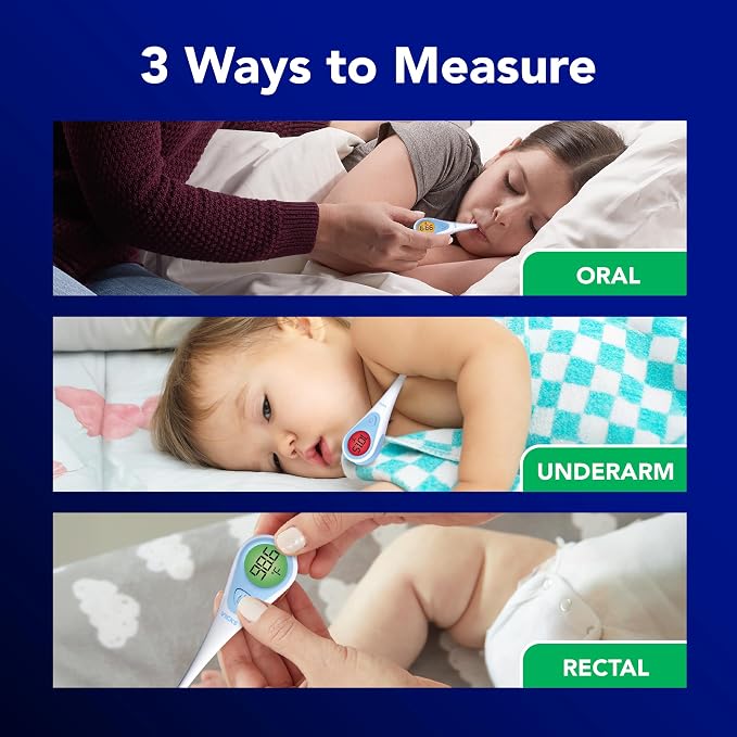 Vicks SpeedRead Digital Thermometer for Baby, Kids & Adults, Color-Coded Readings, Oral, Baby Rectal Thermometer or Under The Arm, Water Resistant (Pack of 2)
