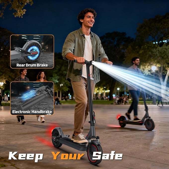 Electric Scooter, 10"/8.5" Solid Tire, 500W/350W Powerful Motor & 19/22 MPH Top Speed, 28/25/22/16 Miles Long Range, Folding E Scooter with Dual Braking for Teens and Adults