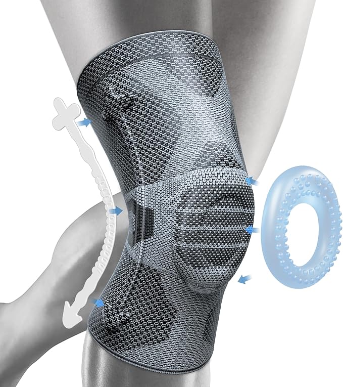 NEENCA Professional Knee Brace for Pain Relief, Medical Knee Compression Sleeve, Knee Support with Horizontal Knit Tech for Meniscus Tear, ACL, Arthritis, Joint Pain, Runner, Workout- FSA/HSA APPROVED
