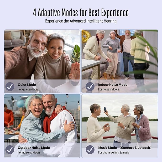 Bluetooth Hearing Aids with Phone Call & Music Streaming, APP Control for Precise Fitting, Rechargeable OTC Hearing Aids for Seniors Adults Men Women, Xpure2.0, White Case