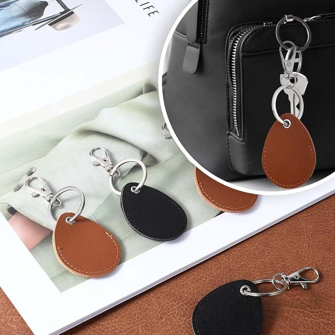 Psyqtsuary Leather Key Fob Holder, 4 Pcs PU Leather Keychain Key Holder for Keychain General Keys Fob, for Keys ID Keys Cards