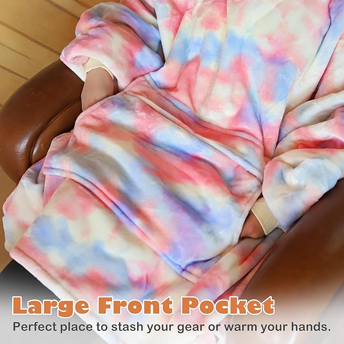 Catalonia Oversized Blanket Hoodie Sweatshirt, Wearable Sherpa Lounging Pullover for Adults Women Men