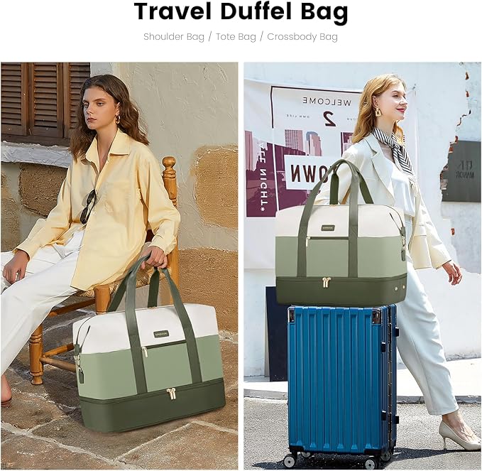 LOVEVOOK Weekender Bag for Women, Large Duffle Bag for Travel with 2 Packing Cubes, Carry on Overnight Bag with Shoe Compartment, Mom Hospital Bags for Labor and Delivery