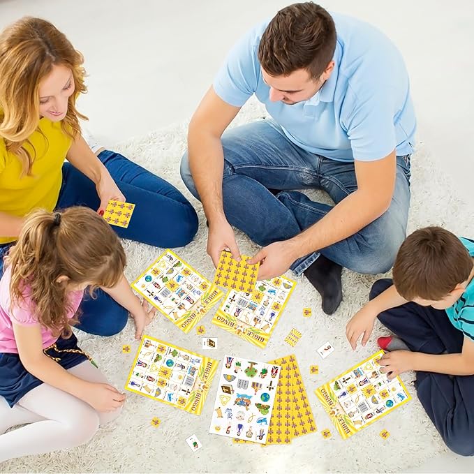 30 Players Bible Bingo Game for Kids - Vacation Sunday School Christian Church Game - Activities Easter Gifts Family Open Day Supplies