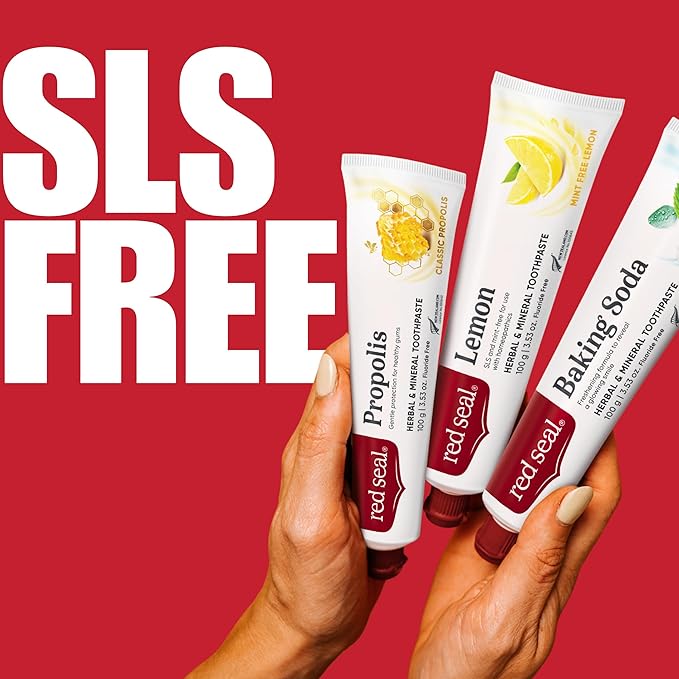 Red Seal Propolis Herbal & Mineral Natural Toothpaste - Fluoride Free, Organic, NATRUE Certified Natural- Supports Natural Gum Health and Oral Hygiene, Prevents Plaque, Vegan, Cruelty-Free (2)