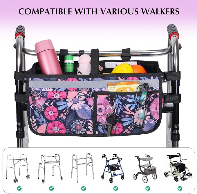 Walker Basket, Walker Accessories - Walker Tray, and Storage Bag for Folding & Rolling Walkers – Ideal for Seniors
