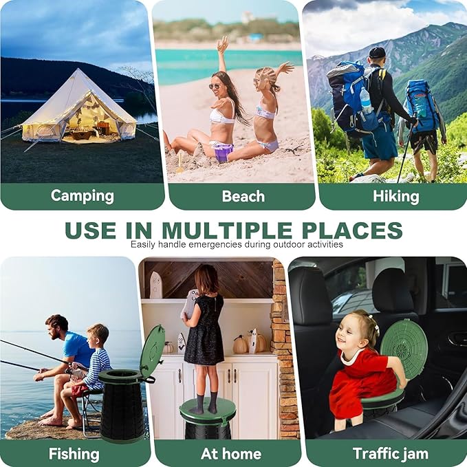 ALEVMOOM Upgrade XXL-19.7" Portable Toilet for Adults Travel Toilet Extra Large with 880lbs Load Capacity Porta Potty for Adults Kids with Lid, Adjustable Height Camping Toilets with Carry Bag