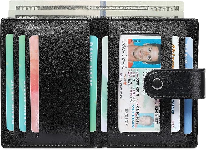 Wallet for Men Leather RFID Blocking Bifold Credit Card Holder with ID Window