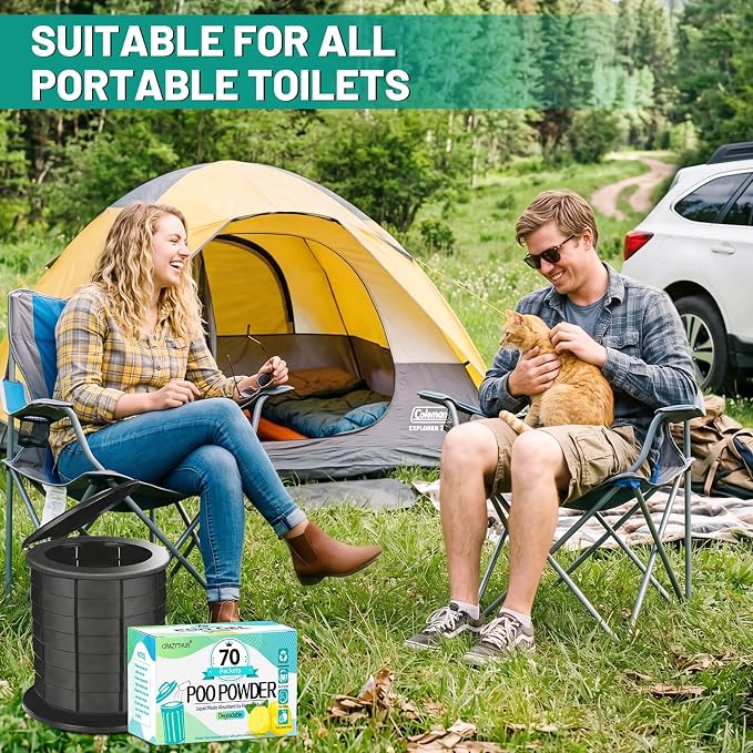 Poo Powder for Portable Toilet Gel Powder, Camping Toilet Gel | Pee Powder, Eco Toilet Gel for 650ml Urine/10g, Toilet Gel Powder for Outdoor Camping and Hiking