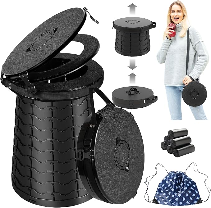Upgrade XXL-19.7" Portable Toilet for Adults Travel Toilet Extra Large with 880lbs Load Capacity Porta Potty for Adults Kids with Lid, Adjustable Height Camping Toilets with Carry Bag