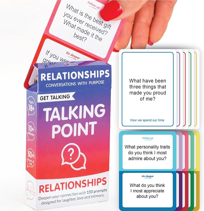 GET Talking: Relationships - Conversation Cards for Couples, 150 Expert-Written Questions on 50 Cards - Couples Card Game for Date Night, Travel & Anniversaries - Put Away Your Phones