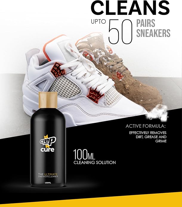 Crep Protect Sneaker Cleaner Kit - Deep Cleaning Shoe Cleaner for White Shoes, Leather, Suede, Nubuck & Canvas | Brush, Solution & Microfiber Cloth Included